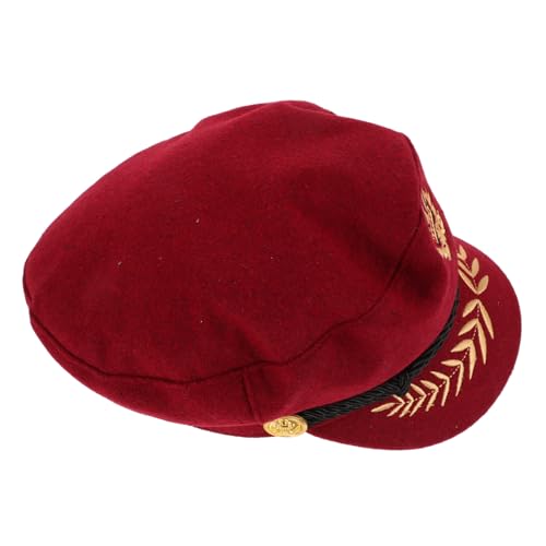 Alipis Vintage Kapitänsmütze Herren Woolen Stoff Atmungsaktiv Sonnenschutz Mit Pilotenkrone Und Weizenstickerei Für Outdoor Sport Freizeit von Alipis
