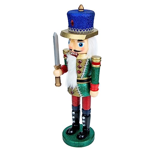 Alipis Weihnachtliche Holzfigur Nutcracker Soldat mit Blauem Hut Kreatives Xmas Ornament für Dekoration und für Zuhause Büro Party von Alipis