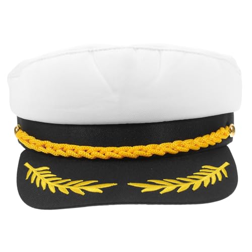 Alipis Weißer Matrosenmütze Kapitänsmütze Klassischer Flacher Top Segelhut für Herren und Damen Vielseitiges Kostüm Accessoire für Sommerpartys und Karneval Alipis Weißer Matrosenmütze Kapitänsmütze Klassischer Flacher Top Segelhut für Herren und Damen Vielseitiges Kostüm Accessoire für Sommerpartys und Karneval von Alipis
