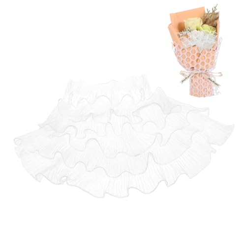 Alipis Wellenförmiger Rüschensaum Weiß Polyester Rüschenbesatz Robust Atmungsaktiv Romantische Spitzenbordüre Für DIY Nähen Hochzeitskleider Festliche Dekoration von Alipis