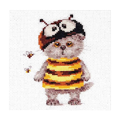 Kreuzstich-Stickset für Erwachsene, Kinder und Anfänger – Tiere – Katze Basik. Biene, 10 x 12 cm, 14 Stück Kreuzstich-Stickset für Erwachsene, Kinder und Anfänger – Tiere – Katze Basik. Biene, 10 x 12 cm, 14 Stück von Alisa
