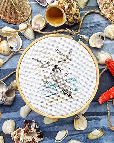 Kreuzstich-Stickset für Erwachsene, Kinder und Anfänger – Vögel – Wind aus dem Meer. Möwen, 6 x 9 cm, 14 Stück Kreuzstich-Stickset für Erwachsene, Kinder und Anfänger – Vögel – Wind aus dem Meer. Möwen, 6 x 9 cm, 14 Stück von Alisa