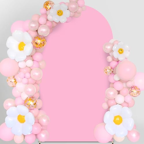 Alishomtll Hochzeit Bogen Hintergrund Abdeckung 7.2FT Spandex Doppelseitiger Elastischer Bezug für runde Oberseite Bogen Hintergrundständer Geburtstagsparty Zeremonie Bankett (Rosa, 120x220cm) von Alishomtll