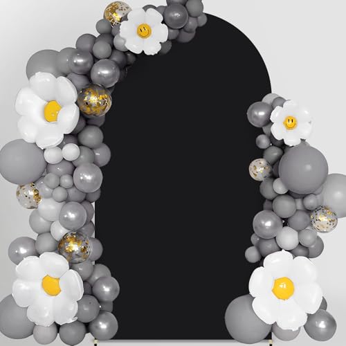 Alishomtll Hochzeit Bogen Hintergrund Abdeckung 7.2FT Spandex Doppelseitiger Elastischer Bezug für runde Oberseite Bogen Hintergrundständer Geburtstagsparty Zeremonie Bankett (Schwarz, 120x220cm) von Alishomtll