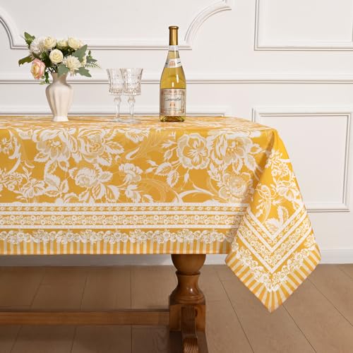 Alishomtll Tischdecke, rechteckig, gelb, Blumenmuster, rechteckig, wasserdicht, für Frühling, Sommer, Outdoor, strapazierfähig, für Esszimmer, Buffet, Hochzeit, Camping, 140 x 213 cm Alishomtll Tischdecke, rechteckig, gelb, Blumenmuster, rechteckig, wasserdicht, für Frühling, Sommer, Outdoor, strapazierfähig, für Esszimmer, Buffet, Hochzeit, Camping, 140 x 213 cm von Alishomtll