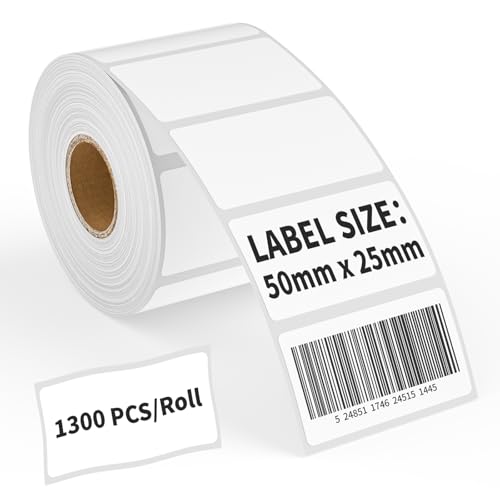1300 Etiketten Selbstklebend 50x25mm Adressetiketten Haushaltsetiketten Tiefkühletiketten Aufkleber Zum Beschriften für Büro Küche und Marmelade (1000 Etiketten/1 roll) von Alitamei