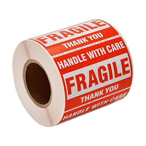Alitamei Vorsicht zerbrechlich 500 Zerbrechliche Aufkleber 2"x3" Fragile Stickers Labels Moving Achtung Warnaufkleber-"HANDLE WITH CARE - FRAGILE - THANK YOU" von Alitamei
