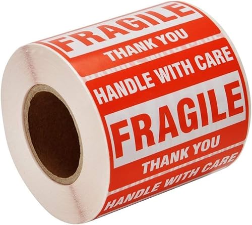 Packung mit 500 Klebeetiketten "Zerbrechlich", Warnhinweis für Versandverpackungen – Größe: 76 x 50 mm Packung mit 500 Klebeetiketten "Zerbrechlich", Warnhinweis für Versandverpackungen – Größe: 76 x 50 mm von Alitamei