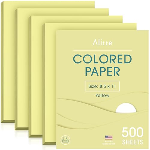 Alitte Farbiges gelbes Papier, 500 Blatt, 8,5 x 11 cm, Kunst und Handwerk, DIY-Projekte, Schul- und Bürobedarf, Pastell-Kopierpapier, 1 Ries, hergestellt in den USA von Alitte