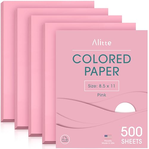 Alitte Farbiges rosa Papier, 500 Blatt, 8,5 x 11 cm, Kunst und Handwerk, DIY-Projekte, Schul- und Bürobedarf, Pastell-Kopierpapier, 1 Ries, hergestellt in den USA von Alitte