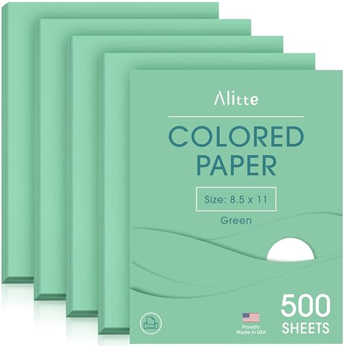 Farbiges grünes Papier, 500 Blatt, 8,5 x 11 cm, Kunst und Handwerk, DIY-Projekte, Schul- und Bürobedarf, Pastell-Kopierpapier, 1 Ries, hergestellt in den USA von Alitte