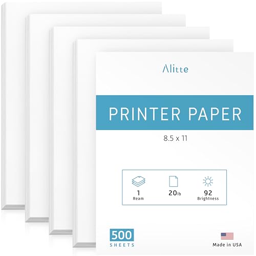 Mehrzweck-Kopierpapier, 21,6 x 27,9 cm, 9 kg, 1 Ries, 500 Blatt, 92 hell, Weiß von Alitte