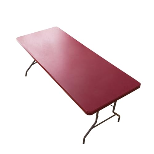 Aliuciku Rechteckige Tischdecke, Elastische wasserdichte Tischdeckenabdeckung Abwischbar für Familie Campingplätze(Claret,244x76cm) von Aliuciku