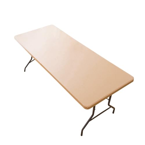 Aliuciku Rechteckige Tischdecke, Elastische wasserdichte Tischdeckenabdeckung Abwischbar für Familie Campingplätze(PeachPuff,244x76cm) von Aliuciku