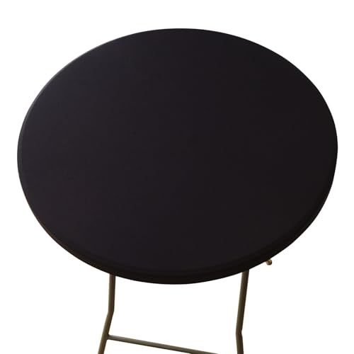 Aliuciku Runde Tischdecke, rutschfeste Stretch-Tischdecke Waschbar für Zuhause Restaurant Festival Party Garten(Black,80cm) von Aliuciku