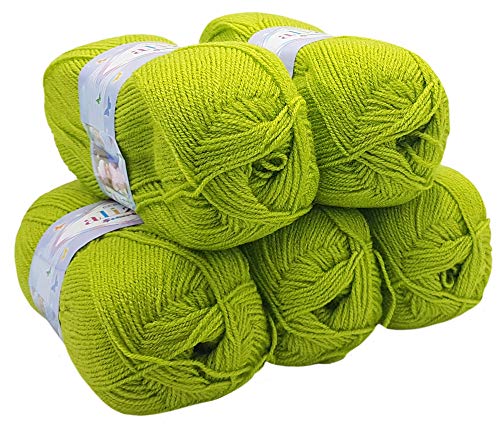 5 x 100g Strickwolle Alize Bebe einfarbig, 500 Gramm Wolle zum Stricken und Häkeln (kiwi 117) von Alize Sekerim Bebe