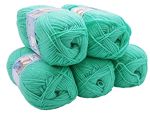 5 x 100g Strickwolle Alize Bebe einfarbig, 500 Gramm Wolle zum Stricken und Häkeln (Mint 249) von Alize Sekerim Bebe