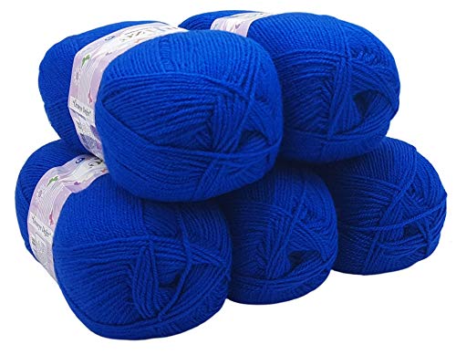 5 x 100g Strickwolle Alize Bebe einfarbig, 500 Gramm Wolle zum Stricken und Häkeln (blau 141) von Alize Sekerim Bebe