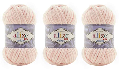 Alize Velluto Babydecke, 100 % Micropolyester, Garn, 3 Knäuel, 225 Meter, 3 x 100 g, Garngewicht: Super Bulky 6 (340 Puder) von Alize Yarns