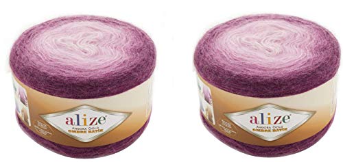 20 % Wolle, 80 % Acryl, weiches Garn, Alize, Angora, Gold, Ombré, Batik, 2 Stück, 300 g, 1805 m, Faden, Häkelspitze, Handstricken, türkisches Garn (7244) von Alize