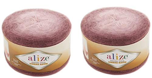 20 % Wolle, 80 % Acryl, weiches Garn, Alize, Angora, Gold, Ombré, Batik, 2 Stück, 300 g, 1805 m, Faden, Häkelspitze, Handstricken, türkisches Garn (7295) von Alize
