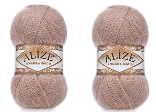 20 % Wolle, 80 % Acryl, weiches Garn, Alize Angora-Goldfaden, Häkellot, 200 g, 1200 m, türkisches Strickgarn (542 Rinde) von Alize