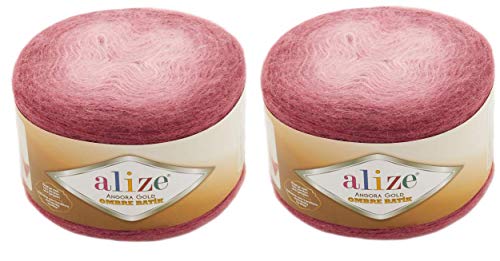20 % Wolle, 80 % Acryl, weiches Garn, Alize Angora, Gold, Ombre, Batik, 2 Knäuel, 300 g, 1805 m Faden, Häkelspitze, Handstrickgarn, türkisches Garn (7247) von Alize