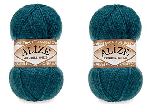 20% Wolle, 80% Acryl, weiches Garn, Alize Angora-Gold, Häkelgarn, 200 g, 1204 m, Spitze, Handstrickgarn, türkisches Garn (17 Petrol) von Alize