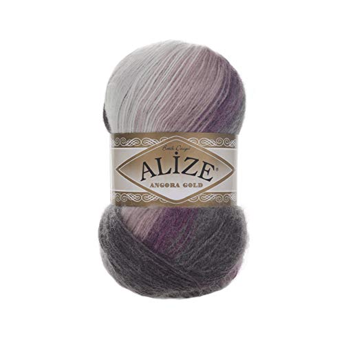20 % Wolle, 80 % Acryl, weiches Garn, Alize Angora Gold Batikgarn, Häkelspitze, Handstricken, türkisches Garn, 400 g, Farbverlauf (1986) von Alize