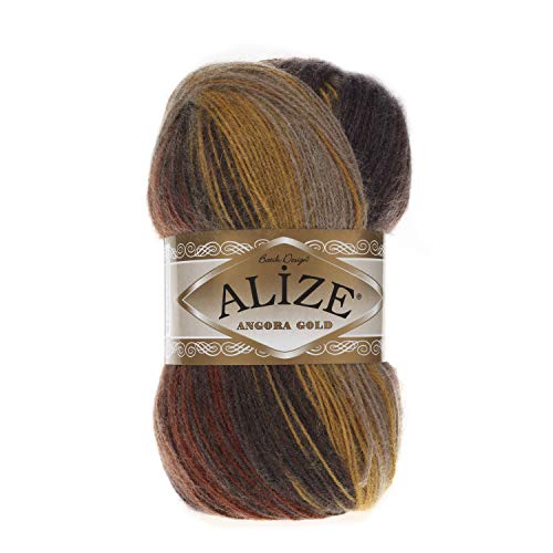 20 % Wolle, 80 % Acryl, weiches Garn, Alize Angora Gold Batikgarn, Häkelspitze, Handstricken, türkisches Garn, 400 g, Farbverlauf (3379) von Alize