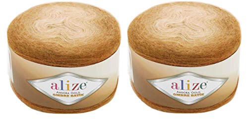 20 % Wolle, 80 % Acryl, weiches Garn, Alize Angora Gold Ombre Batik 2skn 300 g, 1805 Yds Faden, Häkelspitze, Handstricken, türkisches Garn (7356) von Alize