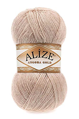 Alize Angora Gold Weiches Garn - 20% Wolle, 80% Acryl - Häkelpackung 2 Skn 200g 1204 Yds Spitze Handstricken Türkisches Garn (543 Nebel) von Alize