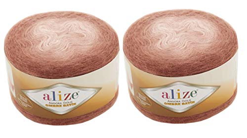 20 % Wolle, 80 % Acryl, weiches Garn Alize Angora Gold Ombre Batik 2skn 300 g 1805 Yds Faden, Häkelspitze, Handstricken, türkisches Garn (7302) von Alize
