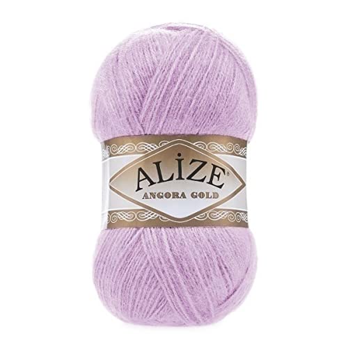 20 % Wolle, 80 % Acryl, weiches Garn Alize Angora Goldfaden Häkelpackung 2 Knäuel 200 g 1204 Yds Spitze Handstricken türkisches Garn (27 fliederfarben) von Alize