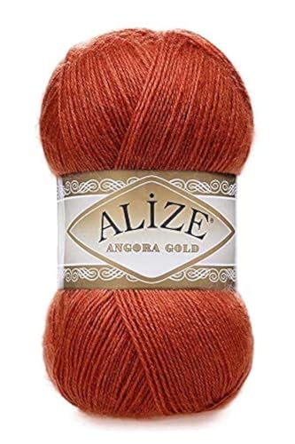 20 % Wolle, 80 % Acryl, weiches Garn Alize Angora Goldfaden Häkelpackung 2 Knäuel 200 g 1204 Yds Spitze Handstricken türkisches Garn (36 Terra) von Alize