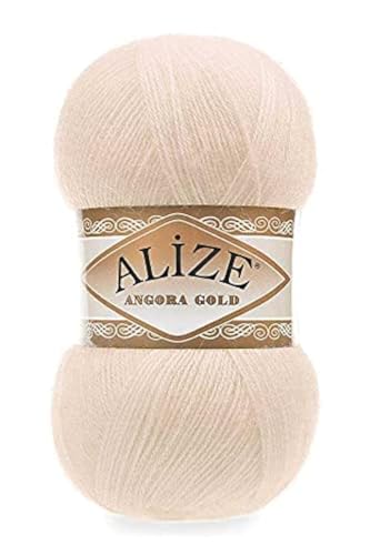 20 % Wolle, 80 % Acryl, weiches Garn Alize Angora Goldfaden Häkelpackung 2 Knäuel 200 g 1204 Yds Spitze handgestrickt türkisches Garn (67 Kerzenlicht) von Alize