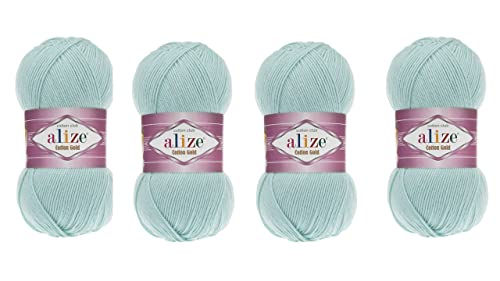 4 Knäuel 55% Baumwolle 45% Acryl Garn Alize Cotton Gold Garn Häkeln Handstricken Kunst Lot von 400 gr 1444 yds (522) von Alize