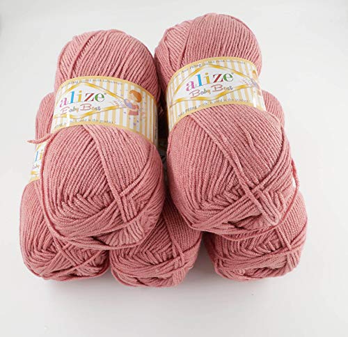 5 x 100g Strickgarn Alize Baby Best Uni, Antipilling türkische Wolle (354) von Alize