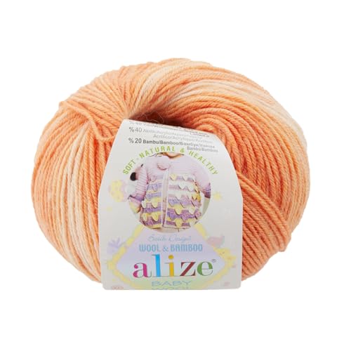 500g Baby-Wolle Strickgarn ALIZE Baby Wool Batik, unterschiedliche Farben, extra weich, 10x50g (7720) von Alize