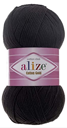 55% Baumwolle 45% Acryl Alize Cotton Gold Garn 1 Knäuel 100 gr 360 Yds (60-Schwarz) von Alize