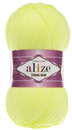55% Baumwolle 45% Acryl Alize Cotton Gold Garn 1 Knäuel 100 gr 360 Yds (668 Zitrone) von Alize