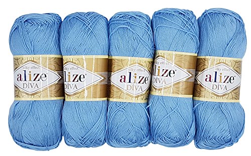 Alize 5 x 100g Diva Batik Wolle, 500 Gramm merzerisierte Strickwolle Acrylwolle von Alize