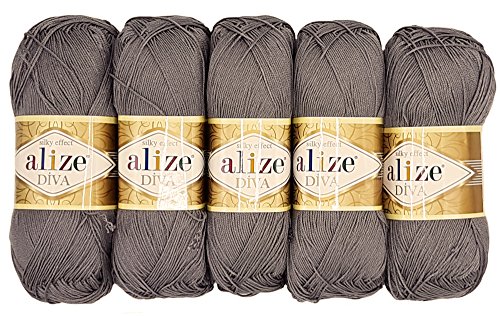 Alize 5 x 100g Diva Batik Wolle, 500 Gramm merzerisierte Strickwolle Acrylwolle von Alize