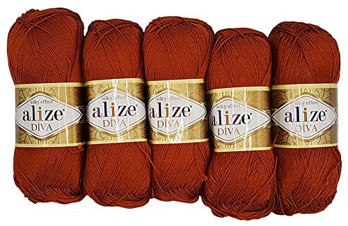 Alize 5 x 100g Diva Batik Wolle, 500 Gramm merzerisierte Strickwolle Acrylwolle von Alize