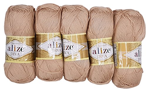 Alize 5 x 100g Diva Batik Wolle, 500 Gramm merzerisierte Strickwolle Acrylwolle von Alize