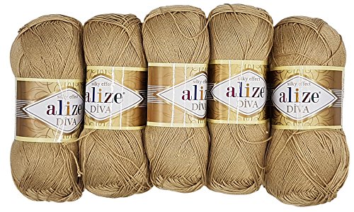 Alize 5 x 100g Diva Batik Wolle, 500 Gramm merzerisierte Strickwolle Acrylwolle von Alize