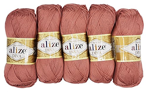 Alize 5 x 100g Diva Batik Wolle, 500 Gramm merzerisierte Strickwolle Acrylwolle von Alize