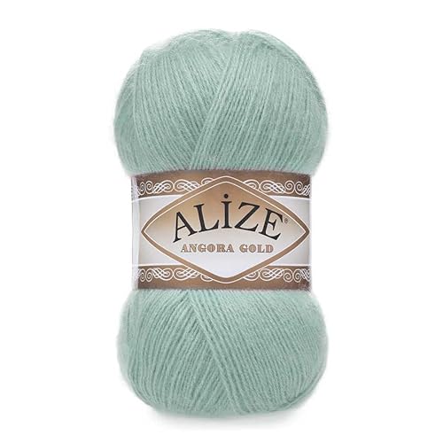 Alize Angora Gold Garn 20% Wolle 80% Acryl Weiches Garn Häkeln Lot von 2skn 200gr 1204yds Spitze Handstricken Türkisches Garn (462 Meeresgrün) von alize