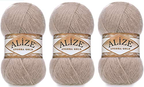 Alize Angora Gold Garn 20% Wolle 80% Acryl Lot of 3skn 300gr 1805yds Thread Crochet Lace Hand Knitting türkisches Garn (541) von Alize