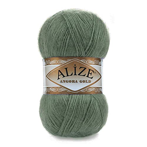 Alize Angora Gold Häkelgarn, 2 Stück (180 dunkle Mandel, 200 g, 1200 Yds) – 20 % Wolle, 80 % Acryl, weiches Garn – perfekt für Schals, Schals, leichte Strickjacken und mehr – nur Handwäsche von Alize